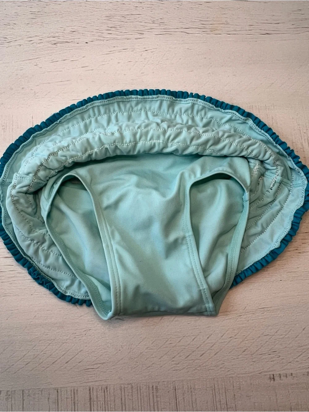 Old Navy Toddler Aqua & Teal Ruffle Swim Bottoms